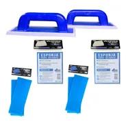 Kit Rejunte: 2 Espátulas Completas, 2 Fibras E 2 Esponjas